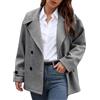 Generisch Cappotto invernale da donna in lana, taglio largo, corto, doppiopetto, elegante, blazer corto, misto lana