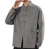 Generisch Camicie da uomo stile tradizionale cinese camicia a maniche lunghe retrò con bottone a rana tang, abito casual da uomo classico camicia per il tempo libero con tasche colletto alto cardigan