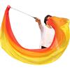 Winged Sirenny Velo Poi Rettangolare 230x90 cm in Seta per Danza del Ventre, Palla con Code a Nastro Gradienti Colorati, Catena in Acciaio Inox e Borsa Trasporto (Fuoco)
