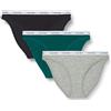 Calvin Klein Donna Slip Taglio Bikini Confezione da 3 Cotone Elasticizzato, Multicolore (Black/Grey Heather/Turf), S