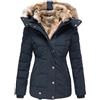 Hecatombic Giacca Invernale Oversize da Donna con Cappuccio in Lana Casual Collo Caldo in Pelo Cerniera Bottone Giacca Trapuntata Cappotto Lungo Invernale Caldo Parker