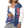 Loalirando Giacca da Donna College Giacca da Baseball Uniform Monopetto Letter Ricamo Bomber per Ragazze S-XXL Cappotto Oversize Primavera e Autunno (Blu, XL)