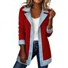 Sonnena Cappotto lungo in maglia,Giacca da donna in maglia grossa a blocchi di colore, lunghezza media, in denim con colletto patchwork