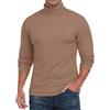 QIXING Maglia intima termica da uomo a maniche lunghe a collo alto termica invernale calda per uomo top strato base, Marrone, M