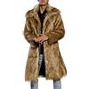 Generisch Cappotto di pelliccia da uomo lungo cappotto di pelliccia sintetica peluche giacca invernale caldo cappotto pelliccia giacca a maniche lunghe risvolto finta pelliccia giacca cardigan sciolto