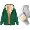 Generico Tuta Donna Invernale Sportiva Pile Completo Calda Felpata Felpa con Zip Cappuccio e Pantaloni Velluto Completo 2 Pezzi Tute da Ginnastica In Pile Vello Foderato Casual Abbigliamento Jogging Invernale