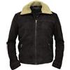 Leather Verse Rick Grimes Walking Season 5 Fur Shearling Collar Brown Suede Leather Biker Jacket 2XS-4XL, Marrone - Pelle Scamosciata, XS