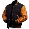LP-FACON Giacca da uomo, stile college/baseball, bomber, nera, modello letterman, S
