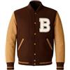 JAKRON Giacca da uomo famosa Miami Retro Brown Varsity Letterman, Marrone - Pile - Maniche in ecopelle, XL