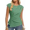 GRACE KARIN Top estivo da donna a maniche corte, girocollo, casual, tunica camicette increspate camicia da lavoro