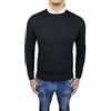 Mat Sartoriale Maglione Pullover Uomo Nero Slim Fit Aderente Casual Maglia Golfino Girocollo con Toppe