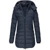 Generisch Piumino da donna con cappuccio, giacca invernale, calda mezza stagione, giacca trapuntata foderata, media lunghezza, giacca buffer, cappotto invernale da esterno, piumino lungo, cappotto