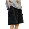 FCOOLYEET Pantaloncini da Uomo Larghi Y2k Hip Hop Cargo Pantaloni Jorts Loose Fit Pantaloncini Lunghi in Denim Streetwear, Nero, S