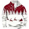 Generico Maglione Natalizio Uomo 2025 con Stampa Renna Diventente e Fiocchi di Neve Felpa Interno in Pile Pullover con Zip 1/4 Maglione a Maniche Lunghe Casual per Feste di Natale Uomo