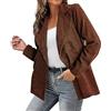 Generic Per donna Blazer in Velluto a Coste Maniche Lunghe Ufficio Affari Giacche Elegante Cardigan Giacca Giacca Giacca Con Risvolto Bottoni Giacca Vintage Frontale Aperto Cappotto, marrone, M