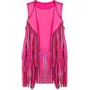Yurosiay Gilet da Donna in Finta Pelle Scamosciata con Frange, Stile Etnico, Vintage, Senza Maniche, Lungo, da Motociclista, Rosso, S