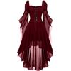 Generico Halloween Costume Donna - Vestito Gotico Donna Elegante Vestito da Sera Manica Lunga Vintage Rinascimentale Abbigliamento Medievale Vestiti Goth Dress Costume Corsetto per Halloween Abito Vittoriano