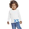 KINKIES Confezione da 5 magliette colorate a maniche lunghe per neonati - Set di 5 capi in 100% cotone, confortevoli, morbidi, caldi e piacevoli al tatto, bianco, meses