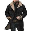 Generic Trench lungo da uomo foderato in pile Sherpa giacca in pelle invernale calda imbottita piumino marrone Trench giacche classiche eleganti cappotti da lavoro cappotto lungo spesso capispalla termico