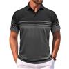 MakingDa Polo da uomo a maniche corte a righe orizzontali a blocchi di colore estive, vestibilità regolare, con bottoni, colletto classico, camicie casual per il golf e il lavoro, magliette leggere