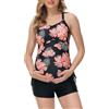 Maacie Costume da bagno premaman Tankini Fashion Ultra Soft Smooth Fabric Costume da bagno per la maternità, Fiori neri., L