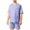 El Búho Nocturno Pigiama Uomo Corto Estivo Cotone Senza Collo Popeline a Quadri Pigiama Intero Uomo, 100% Cotone, Blu 4538, L