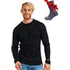Merino.tech Maglia Termica Merino Lana Uomo Maniche Lunghe + Calzini | Maglione Intimo Leggero, Medio, Pesante Traspirante, Drenante, Anti-Odore, Non Pizzica per Trekking, Sci, Outdoor