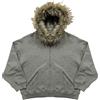 Generisch Felpa da uomo oversize con colletto in pelliccia sintetica - ampia giacca con cappuccio con chiusura lampo | giacca casual streetwear in stile Y2K, S