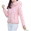 Generic Cappotto invernale da donna, piumino corto invernale caldo con cappuccio, bordo in pelliccia sintetica, parka con cerniera intera, taglia comoda, rosa, taglia XL
