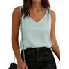 Yommay - Canottiera da donna in satin, estiva, elegante, casual, con scollo a V, leggera, sottile, senza maniche, in tessuto morbido, basic, slim fit, bluse, camicie, blu chiaro, XXL