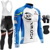 XRLQZH Abbigliamento Ciclismo Uomo Invernale Completo Abbigliamento,Antivento | Manica Lunga Completo Strada MTB Bici,9D Imbottiti Gel,3 tasche posteriori,Caldo Maschera+Guanti da ciclismo