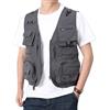 WSLCN Gilet giacca cargo da uomo per lavoro safari pesca viaggi con mesh fotografica e tasche multiple, Grigio, XXS