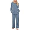 Generico Tuta Donna Eleganti Lavorati Completo in 2 Pezzi Lana Casual Tute Pullover Manica Lunghi e Pantalone a Gamba Larga in Vita Completi Palestra Autunnale Invernale Coordinato Maglia Comodo