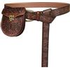 HiiFeuer Cintura Vikinga in Finto Pelle Vintage con Fibbia Incisa Fenrir e Borsa Nordic Incisa, Set per LARP con Sacchetta(marrone C)