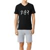 In One Clothing Pigiama corto da ragazzo, morbido jersey singolo in 100% cotone e con pantaloni in stile bermuda con motivo Three Players, nel colore nero, 152