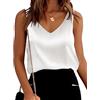 Ekouaer Cami Top da Donna in Raso Top con Scollo A V Top Senza Spalline Top Canotte Estive Sexy Bianco L