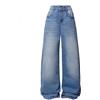 Generisch 2025 - Jeans da ragazza, gamba larga, denim baggy, vita alta, fiocco carino, abbigliamento casual per bambini per bambini, BU1, 6-7 Anni