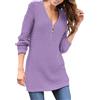 Generic Maglione Lungo Donna Maglia Maniche Lunghe Cotone Maglione da Donna con Scollo A V E Cerniera Tinta Unita A Maniche Lunghe Invernale Maxi Maglia per Leggings Purple M