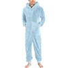 Darringls Tutina da uomo con orsacchiotto in pile intero Onesie Onesie Pigiama Lungo Pigiama Inverno Caldo Peluche Tuta Pigiameria Morbida e Confortevole Loungewear, Azzurro, 4XL
