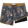 MaaMgic Costume da bagno corto da uomo, stile retrò, vintage, con compressione, pantaloni interni 2 in 1, ad asciugatura rapida, 4 vie, elastico e coulisse regolabile