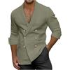 YOSUWOAI Camicia da uomo a maniche lunghe con collo sciallato, tinta unita, doppio petto, slim fit, giacca sportiva da lavoro, con bottoni, per feste e tempo libero