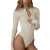 Rongseng Body Donna Maniche Lunghe Elegante Bodysuit in Maglia a Coste con Bottoni Sexy Body da Donna con Girocollo/Collo a V Elegante Aderente Tops Basic T-Shirt Casuale Elasticizzato Tuta Jumpsuits
