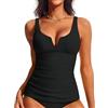 Hanna Nikole Tankini Top da donna, costume da bagno con ferretto, Nero , S