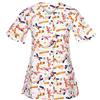 DINOZAVR Carla Uniforme Medica - Medico Casacca da Donna con Bottoni a Pressione - Bianco/Libellule S