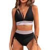 RITOSTA Costume da Bagno Donna a Vita Alta Due Pezzi Sexy Bikini Mare con Coulisse Costumi Push up Imbottito Scollo a V Reggiseno Swimwear Abiti da Spiaggia Tankini Estiva Beachwear (Nero,S)