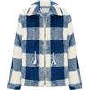 Generic Cappotto corto da donna invernale a quadretti, giacca invernale da donna, in pile con chiusura lampo
