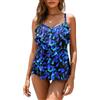 WIN.MAX Set di Costumi da Bagno Tankini da Donna Vita Alta Balza arruffata 2 Pezzi Bikini Set Costume da Bagno Plus Size Costume da Bagno(Punti Acquatici,EU38)