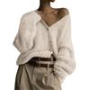 Yimoon Cardigan da Donna sfocato Maglione con Scollo a V a Maniche Lunghe Abbottonato Maglioni a Maglia Pelosi Morbidi 2025, Beige, M