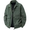 Gefomuofe Giacca in velluto a coste da uomo, tinta unita, con chiusura lampo, stile vintage, giacca autunnale, giacca da aviatore, giacca bomber ariosa, verde, 4XL