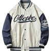 Generic Clashing Hip Hop Loose Athletic Casual Style Colletto alto Giacca da baseball da uomo, bianco, M